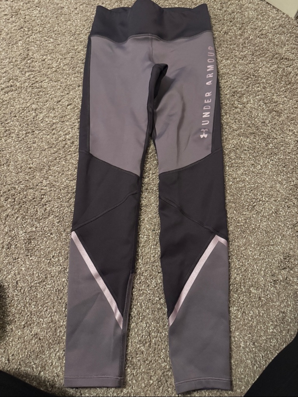 Under Armour Gray & Black Leggings with Pink Accents
